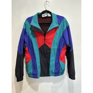 Reebok vintage 90s windbreaker track Zip Up retro color logo in the back size M